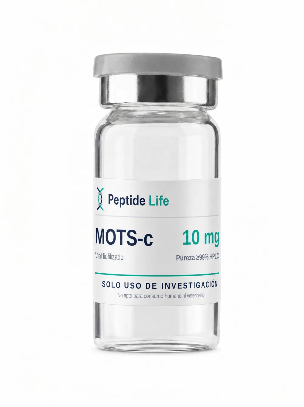 Vial liofilizado 10 mg de MOTS-c 10 mg — péptido codificado por adn mitocondrial investigado en homeostasis energética y señalización metabólica