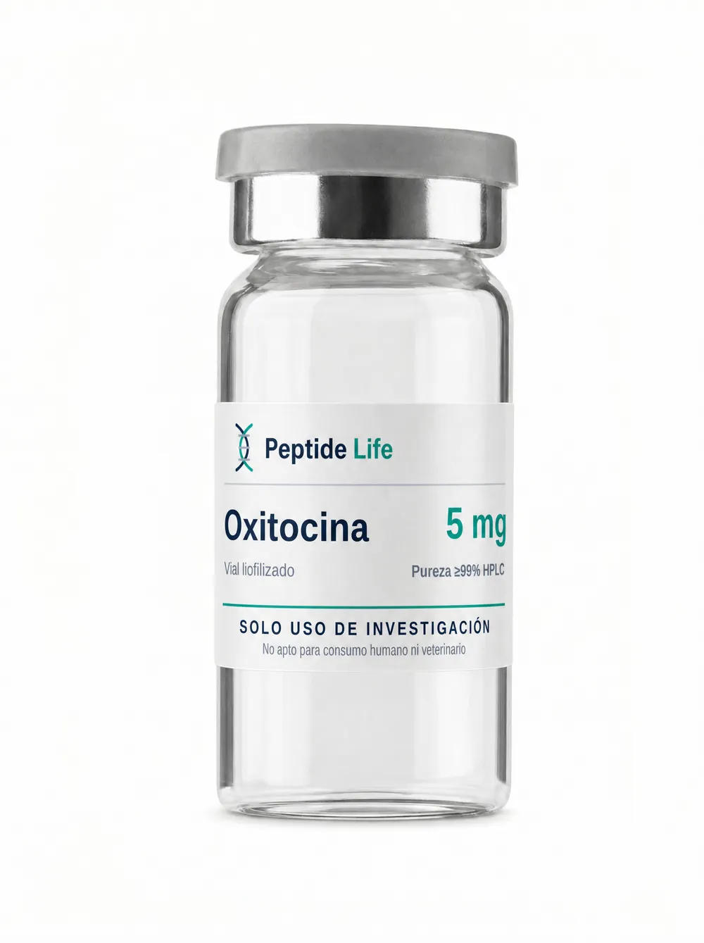 Vial liofilizado 5 mg de Oxitocina 5 mg — nonapéptido investigado en señalización neuroendocrina